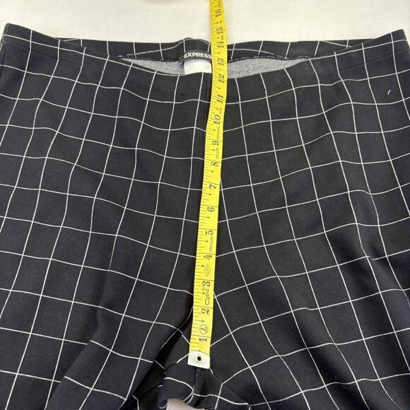 Express High Rise Ankle Pull On Ponte Knit Pants Black Window Pane Plaid Size XL - Picture 6 of 7